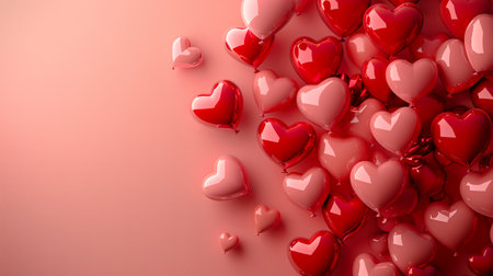 Valentine's day background with red hearts. 3d renderingの素材