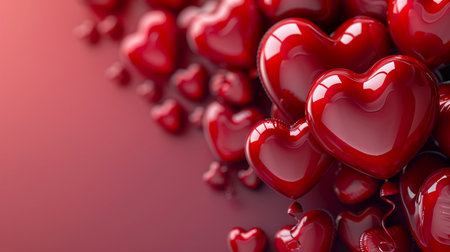 Valentine's day background with red hearts. 3d renderingの素材