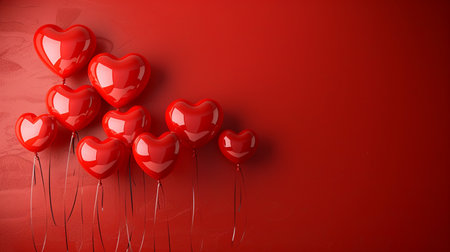 Valentine's day background with red heart balloons. 3D Renderingの素材