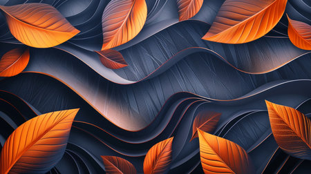 Abstract background with leaves. 3d render. Futuristic design.の素材