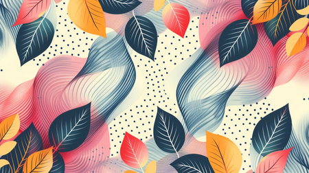 Abstract floral background with colorful leaves. Vector illustration for your design.の素材