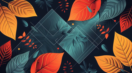 Abstract background with leaves and squares. Vector illustration. Eps 10.の素材