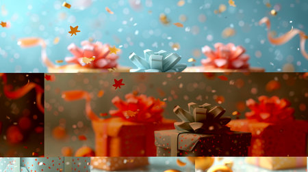 3d illustration, 3d render, christmas background, giftsの素材