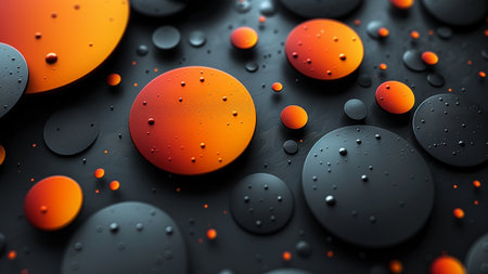 Water drops on a black background. 3d rendering, 3d illustration.の素材