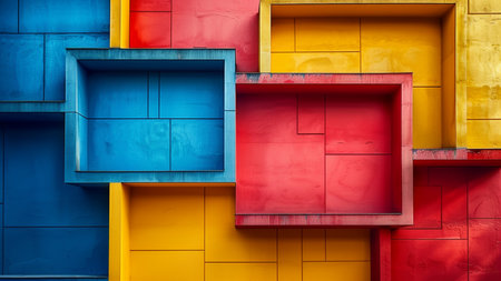 Colorful abstract background of modern architecture. 3d render illustration.の素材