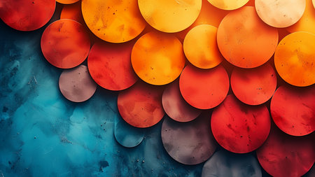 Abstract colorful background with circles. 3d rendering, 3d illustration.の素材