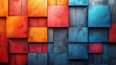3d rendering of a colorful abstract background with some squares in itの素材