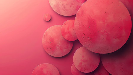 3d illustration of abstract red background with circles in paper cut styleの素材