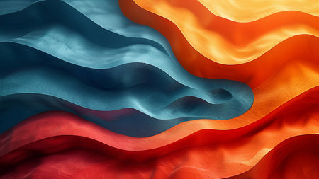 3d rendering of a rippled russian flag in orange and blueの素材