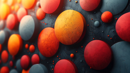 3d rendering of abstract space background with planets in empty space.の素材