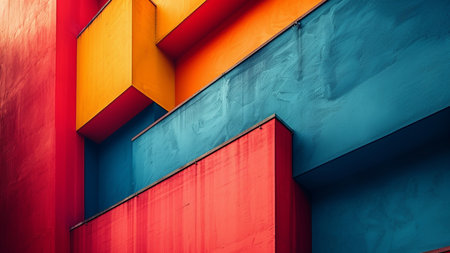 Colorful abstract background, modern architecture, vibrant colors, tonedの素材
