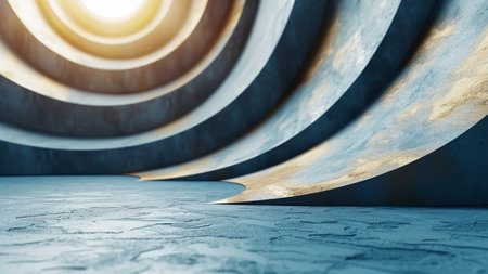 Abstract architecture background, 3d render illustration. Futuristic interior designの素材