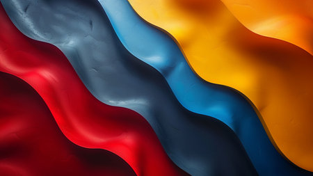 3d rendering of a blue and red flag with some folds in itの素材