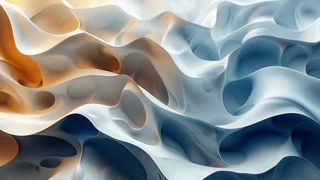Abstract 3d rendering of wavy flowing liquid. Futuristic backgroundの素材
