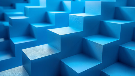 Abstract blue background with cubes. 3d rendering, 3d illustration.の素材