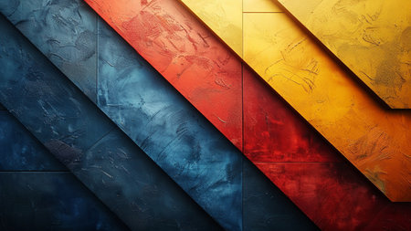 Colorful abstract background with geometric shapes. 3D Rendering.の素材