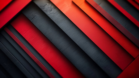 abstract background of black and red stripes. 3d render illustrationの素材