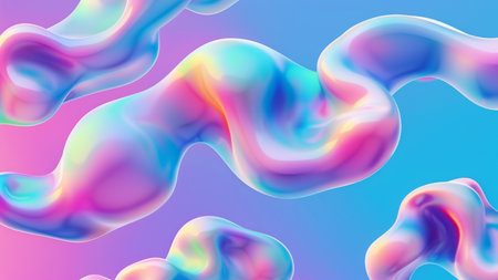 Abstract background with colorful liquid shapes. 3d rendering, 3d illustration.の素材