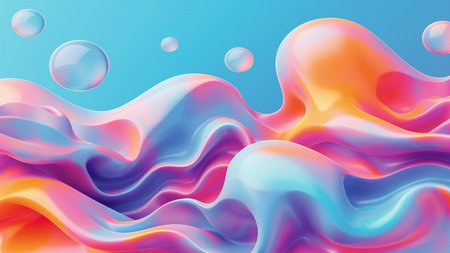 Abstract colorful background with liquid shapes. 3d rendering, 3d illustration.の素材