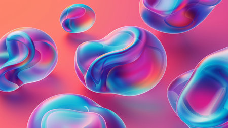 abstract background with blue and pink fluid shapes. 3d renderingの素材