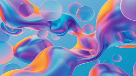 Abstract background with colorful liquid. 3d rendering, 3d illustration.の素材