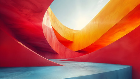 Abstract geometric concrete architecture background. 3d rendering toned image double exposureの素材