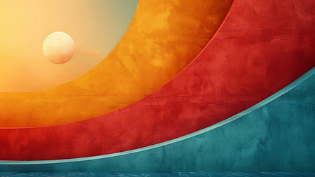 3d rendering of an abstract background with an orange and blue gradientの素材