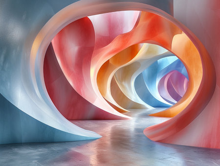 Abstract architecture background, 3d render illustration. Futuristic interior designの素材