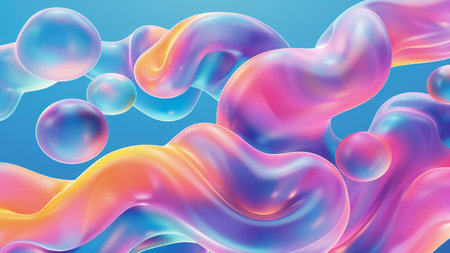 Abstract 3d fluid background. Colorful liquid flow. Vector illustrationの素材