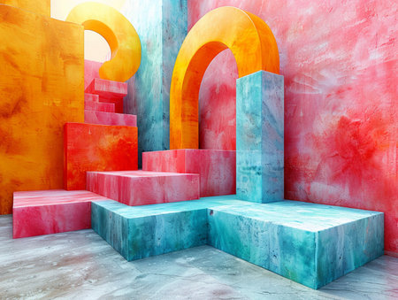 3d abstract background with geometrical forms. 3d render illustrationの素材