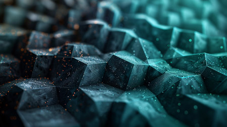 Abstract 3d rendering of chaotic structure. Futuristic background with hexagons.の素材
