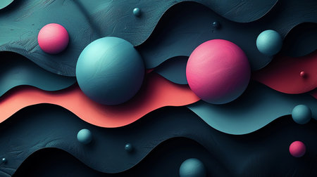 3d render, abstract background with blue and pink spheres, 3d illustrationの素材