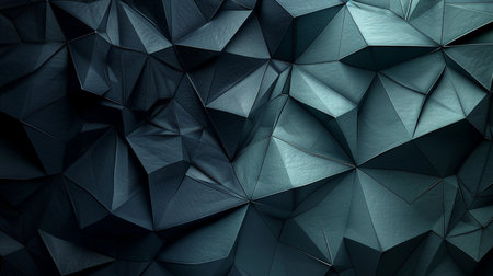 3d rendering of abstract geometric background with triangular shapes in black and blue colorsの素材