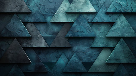 Abstract blue grunge background with triangle shapes. 3d render illustrationの素材