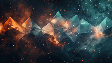 Abstract polygonal space background with stars and nebula. 3d renderingの素材
