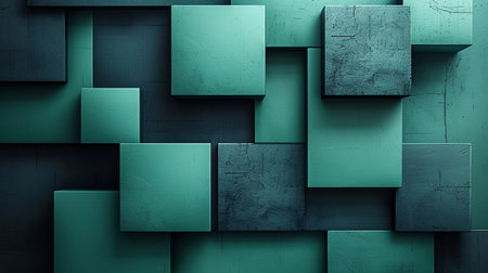 Abstract geometric background made of blue and green cubes. 3d renderの素材