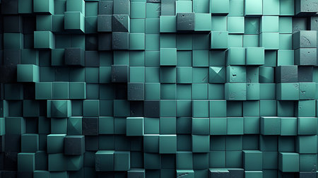 Abstract 3d rendering of chaotic green cubes. Creative background design.の素材