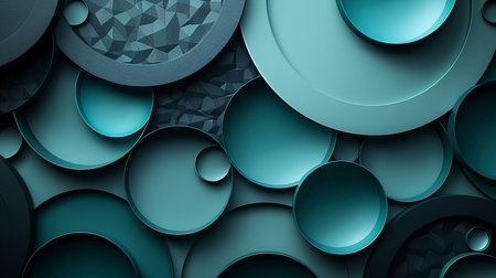 3d illustration of abstract geometric background with blue and gray circles.の素材