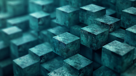 Abstract 3d rendering of chaotic cubes. Futuristic background with geometric shapes.の素材