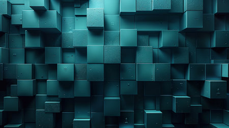 Abstract background with blue cubes. 3d rendering, 3d illustration.の素材