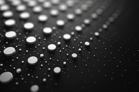 Black and white abstract background with water drops. 3D illustration.の素材