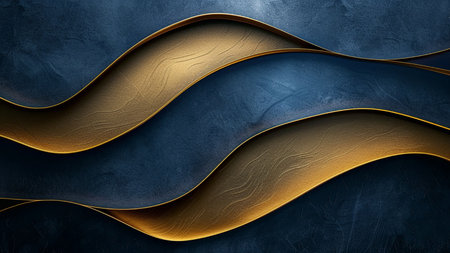 Luxury blue and gold metal background. Template for design. 3D illustrationの素材