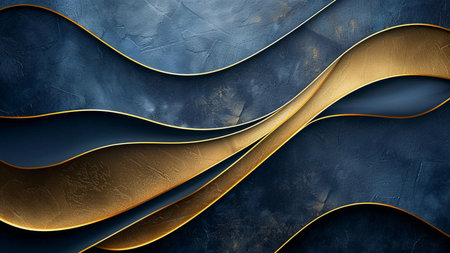 Blue and gold abstract background. 3D illustration, 3D renderingの素材