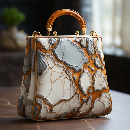 Luxury handbag made of beige and brown marble.の素材