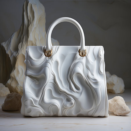 Luxury white leather handbagle background. 3d renderingの素材