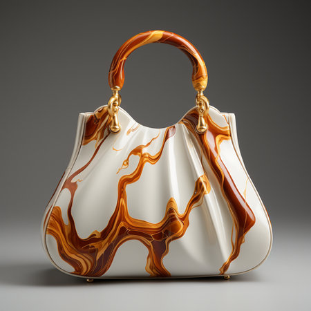 Fashionable women's handbag on a gray background. 3d renderingの素材