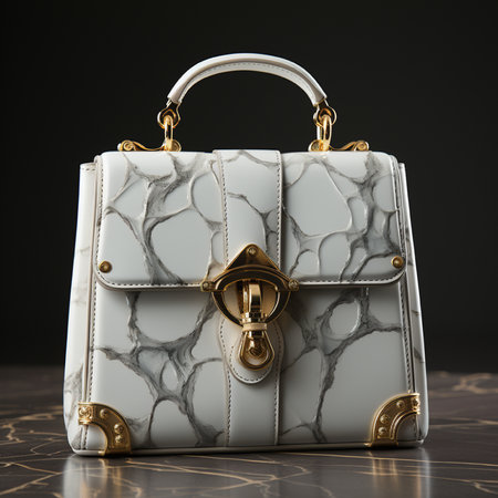 Luxury handbag on a marble background. 3d renderingの素材