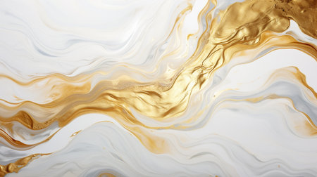 Gold and white abstract background. Fluid art. Marble texture.の素材