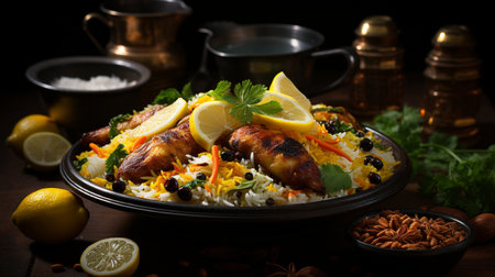 Biryani - Indian chicken with basmati rice and vegetablesの素材
