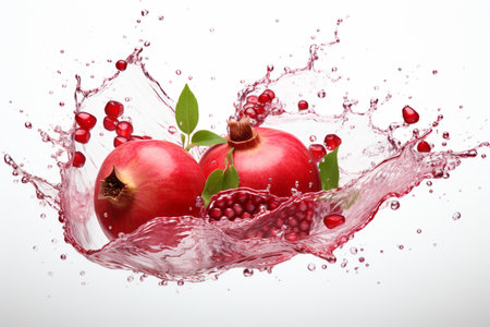 Pomegranate with water splash, isolated on white background.の素材